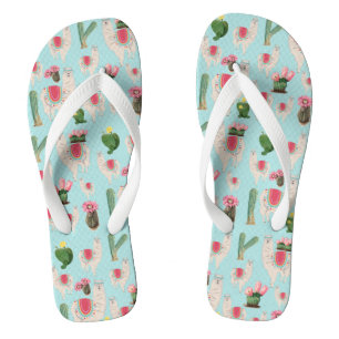Tongs Cute Fiesta Llama & Cactus Motif