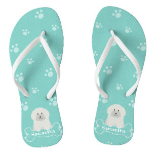 Tongs Cute Fluffy Poodle blanc Amoureux des chiens chiot