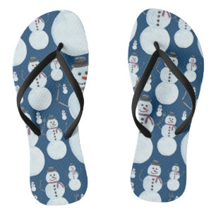 Tongs Cute Frosty Blue Snowman Motif d'aquarelle