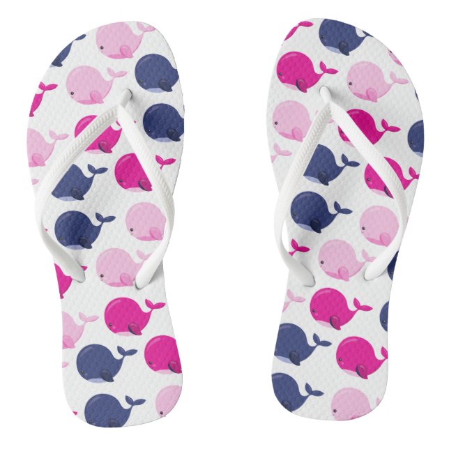 Tongs Cute Whales, Pattern of Whales, Sea Animals (Semelle)