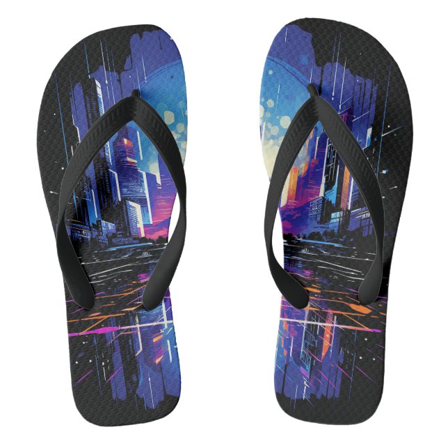 Tongs Cyberpunk City Skyline futuriste (Semelle)