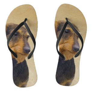 Tongs Dachshund (À poils durs) Peinture Dog Art original