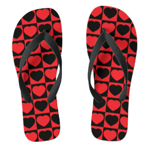 tongs de coeur noir et rouge