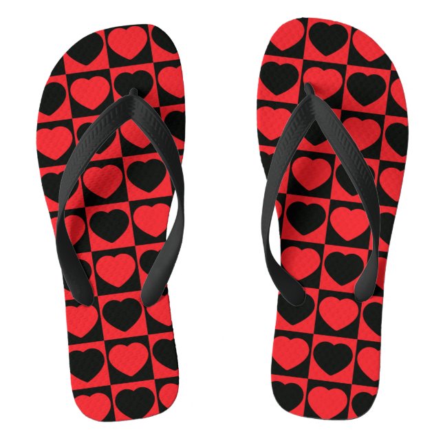 tongs de coeur noir et rouge (Semelle)