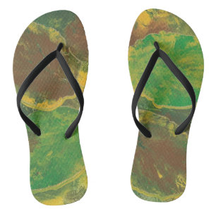 Tongs de feuilles de bouleau vert brun abstrait Au