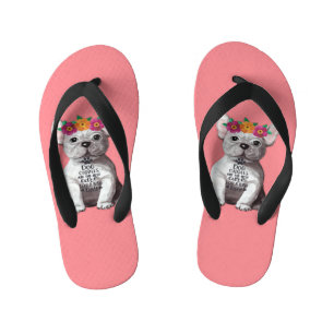 Tongs de French Bulldog rose pour enfants