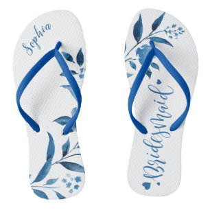 Tongs de marionnettes de mariage floral bleu