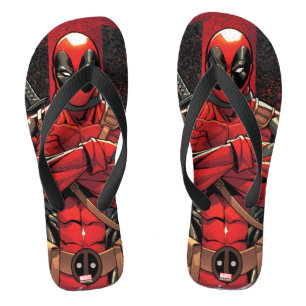 Tongs Deadpool dans le logo Paint Splatter