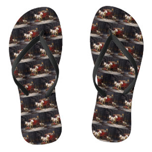 Tongs Décor de Noël Bull Terrier Snowy Sleigh