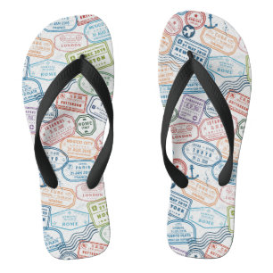Tongs Design de voyage - timbres-passeport