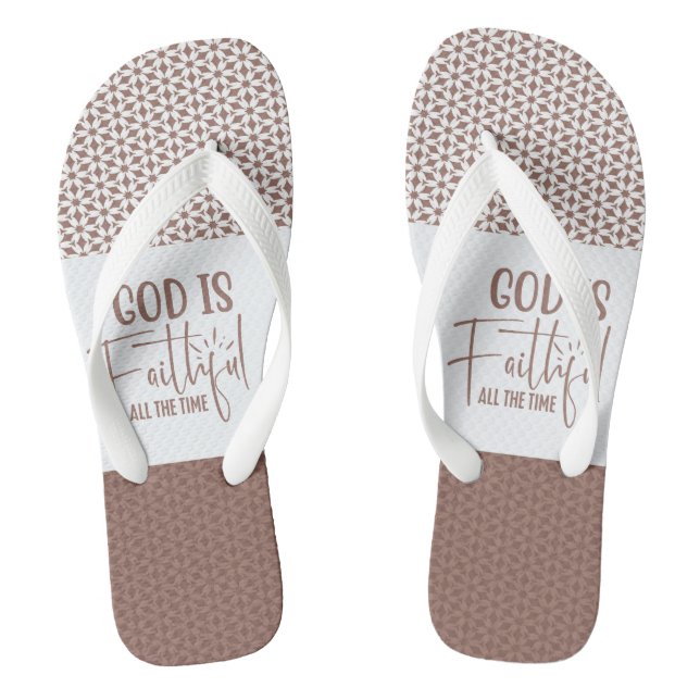 Tongs Dieu Est Fidèle Tout Le Temps Brown Flip Flops (Semelle)
