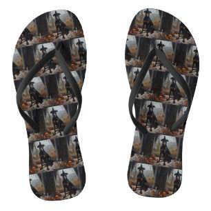 Tongs Doberman Citrouille Halloween effroi