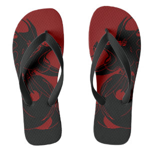 Tongs Dragon noir sur le rouge