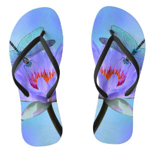 Tongs Dragonfly on Water Lily Flip Flops