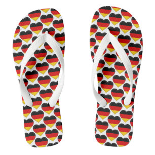 Tongs Drapeau allemand couleurs Coeurs Motif patriotique