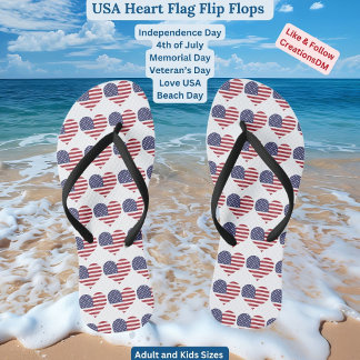 Tongs Drapeau cardiaque américain pour adultes et enfant
