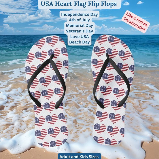 Tongs Drapeau cardiaque américain pour adultes et enfant (Créateur téléchargé)