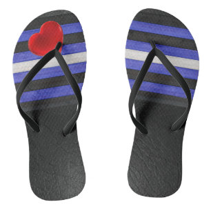 Tongs Drapeau de fierté en cuir SlipperyJoe's noir bleu