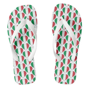 Tongs Drapeau italien Couleurs Coeurs Motif Patriotique