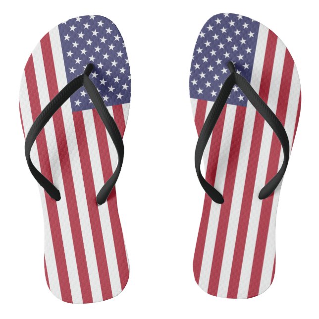 Tongs Drapeau Patriotique Rouge Blanc Bleu Étoiles Et Fr (Semelle)