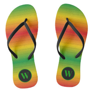 Tongs Drapeau Rasta Couleurs Monogramme