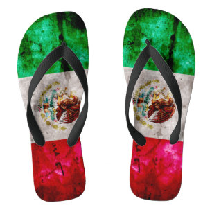 Tongs Drapeau vintage patiné du Mexique