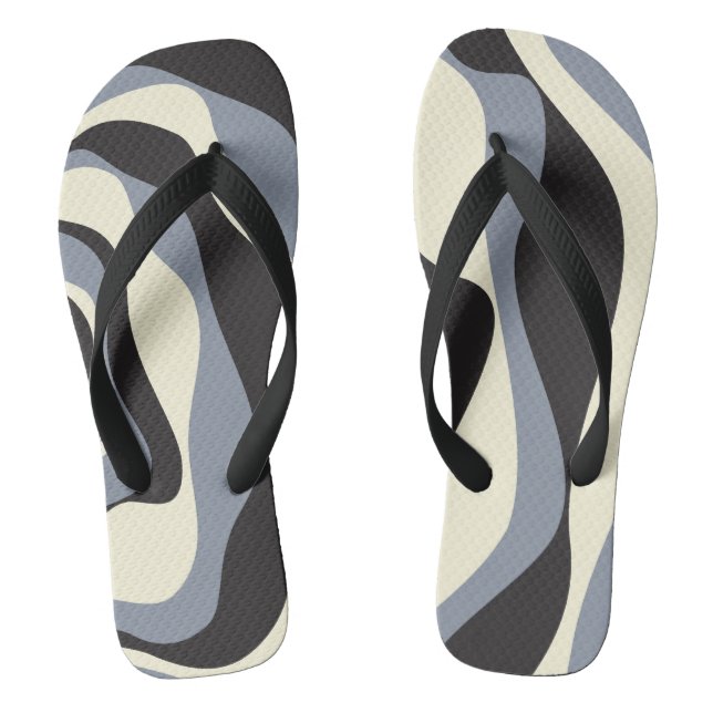 Tongs Ebb et flux 4 en noir, gris et crème (Semelle)