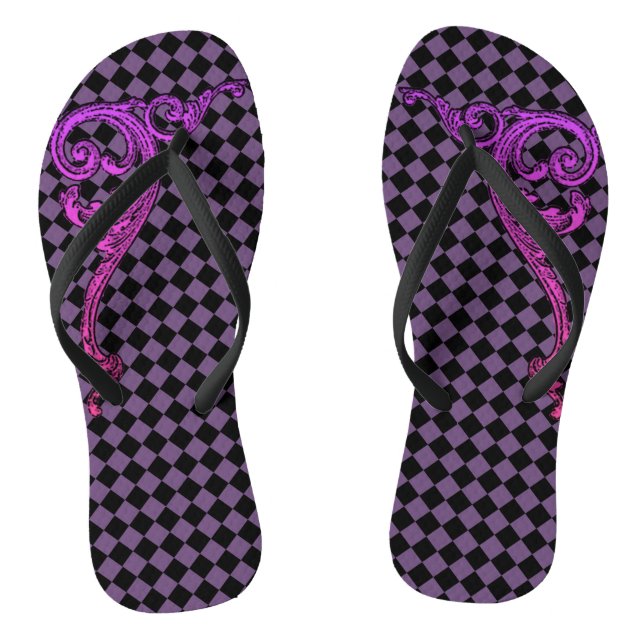 Tongs Élégant Goth Purple Swirl Design Flip Flips (Semelle)