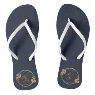 Tongs Élégant Mariage personnalisé Gold  Retourner le