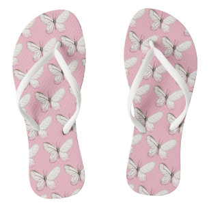 Tongs Élégant Papillons rose Motif Flip Flops