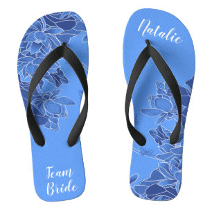 Tongs Elégante Blue Chinoiserie Chic Mariage Team Bride