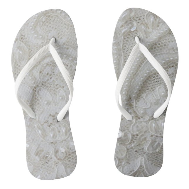 Tongs élégante dentelle de perle de rhinocéros blanc chi (Semelle)
