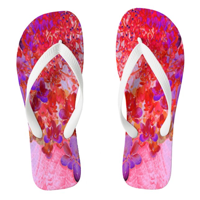 Tongs Élégante Hydrangée violette et orange Limelight (Semelle)