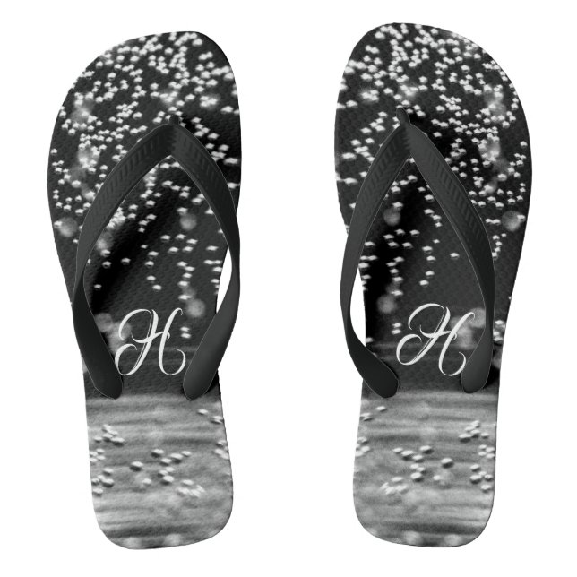 Tongs Elégantes bulles d'eau blanche noire (Semelle)