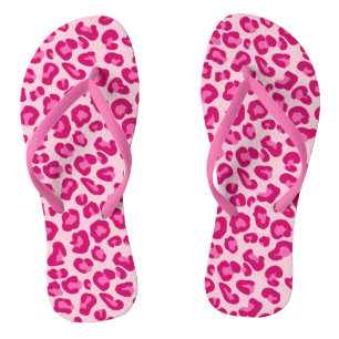 Tongs Empreinte de léopard Pastel Pink, Hot Pink et Fuch