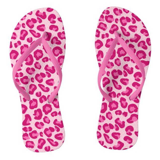 Tongs Empreinte de léopard Pastel Pink, Hot Pink et Fuch (Semelle)
