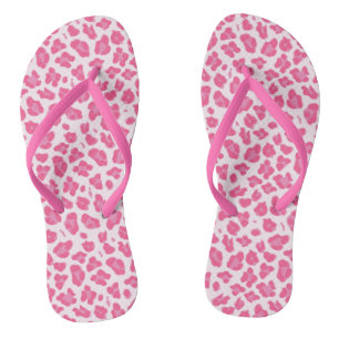 Tongs Empreinte de léopard rose chaud amusant