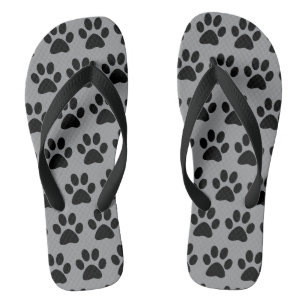 Tongs Empreintes de pattes de chien mignon Motif gris no