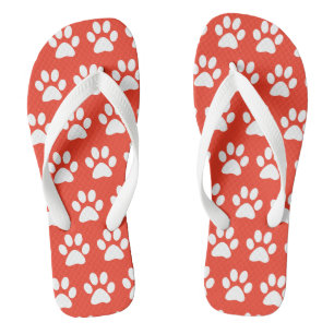 Tongs Empreintes de pattes de chien mignon Motif rouge b