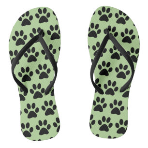 Tongs Empreintes de pattes de chien mignon Motif vert él