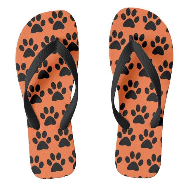 Tongs Empreintes de pattes de chien noir sur carotte ora (Semelle)
