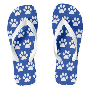 Tongs Empreintes de pattes de chiens sur le bleu royal