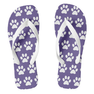 Tongs Empreintes de pattes de chiens sur violet