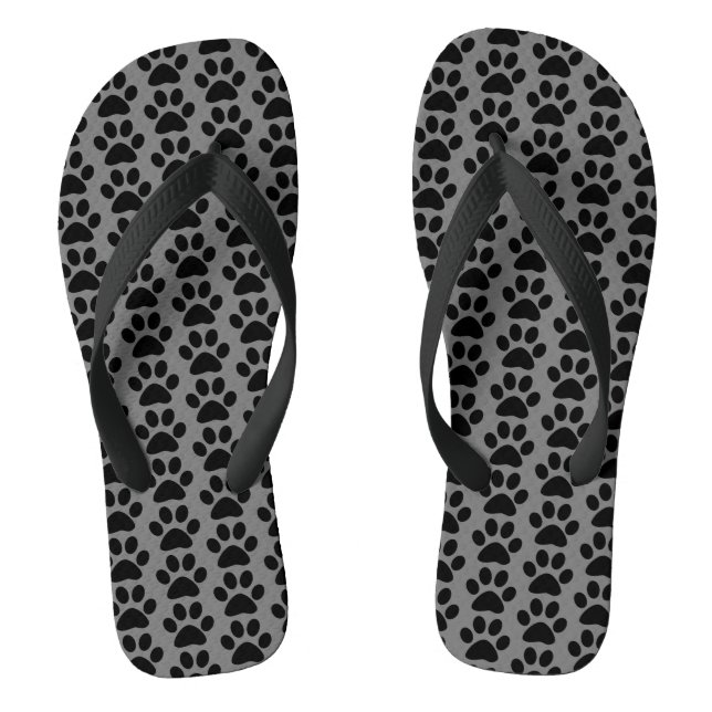 Tongs Empreintes de pattes Gris Gris Gris Noir Animaux M (Semelle)