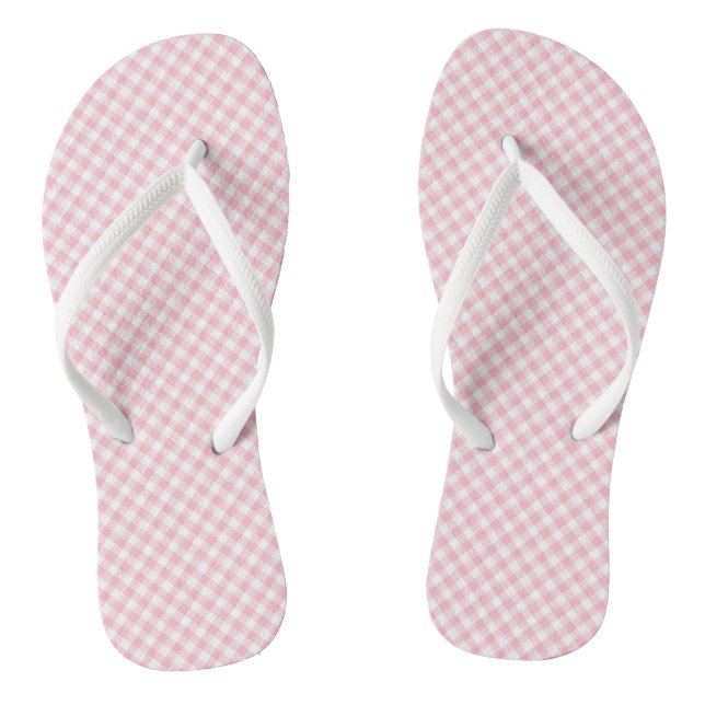 Tongs En vichy en diagonale rose et blanc (Semelle)