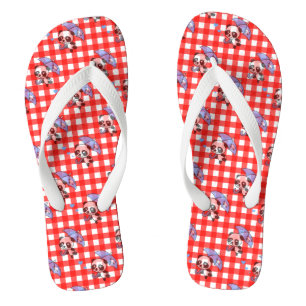 Tongs En vichy rouge mou