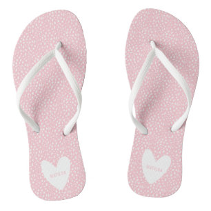 Tongs Endroit coloré avec coeur personnalisé