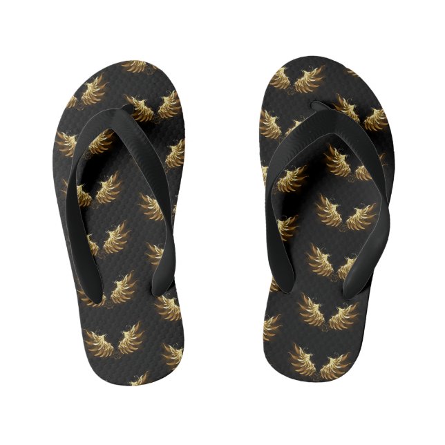 Tongs Enfants Ailes d'Ange d'or sur arrière - plan noir (Semelle)