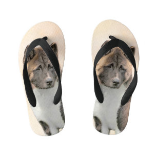Tongs Enfants Akita Peinture - Cute Original Chien Art