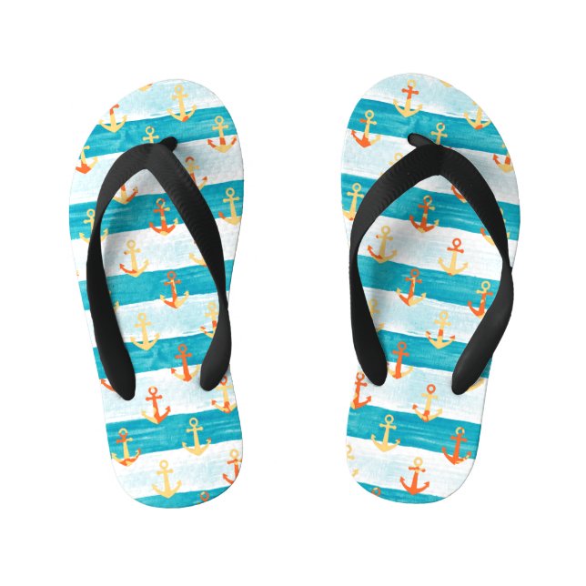 Tongs Enfants Ancrages Abstraits : motif à bande aquarelle. (Semelle)